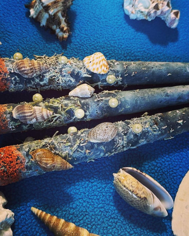 Set 3 kosov – ročno valjane sveče "Morske" —...