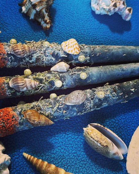 Lot de 3 pièces – bougies roulées à la main « Marine » — entièrement artisanales