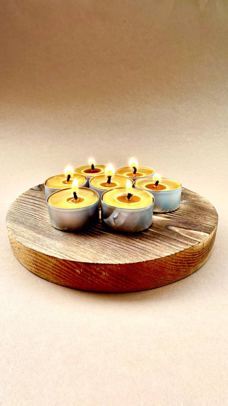 Pure Alpine Beeswax Tea Light Candles: Hand Poured, Honey Scented, Long Burning
