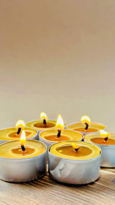 Velas de té de pura cera de abeja alpina:...