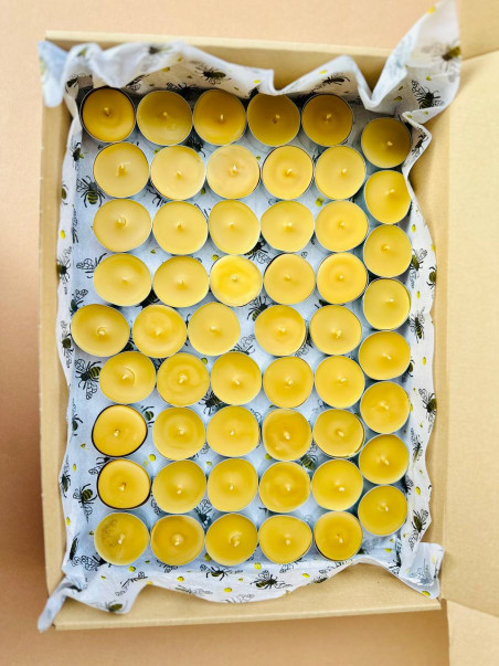 Velas de té de pura cera de abeja alpina: vertidas a mano, con aroma a miel, de larga duración