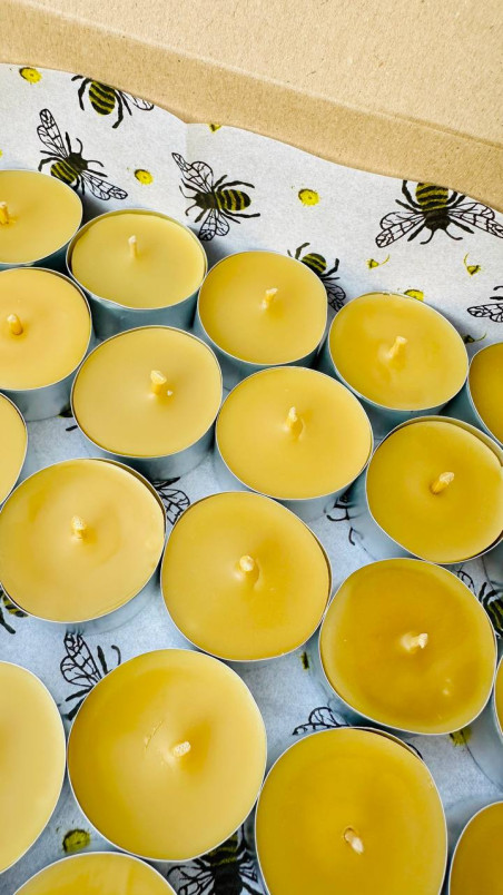 Bougies chauffe-plat en cire d’abeille alpine pure : coulées à la main, parfumées au miel, longue durée de combustion