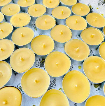 Pure Alpine Beeswax Tea Light Candles: Hand Poured, Honey...