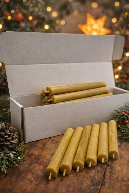 20 Weihnachtsbaumkerzen – 100 % reines Bienenwachs, perfekt für Weihnachts- und Festtagsdekoration