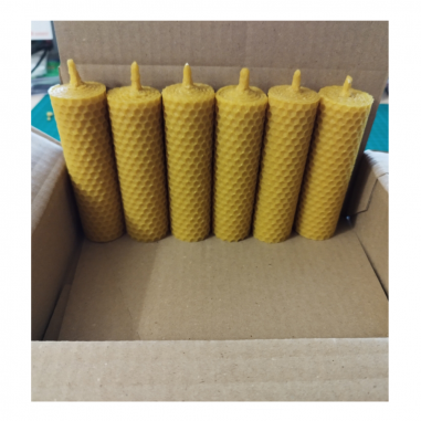 Set de 6 velas de cera de abejas, enrolladas a...