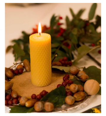 Set of 6 hand-rolled beeswax honeycomb candles,...