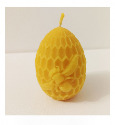 Decorative candle made of natural wax "Wax egg with a bee"