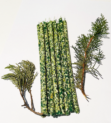 Velas verdes finas con albahaca, velas de...