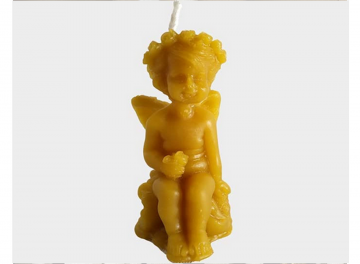 Bougie en forme d'ange assis. 100 % cire d'abeille.