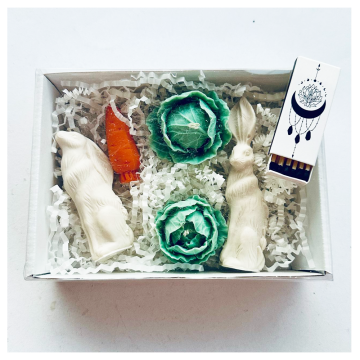 Ensemble décoratif de bougies en cire d'abeille « Lapins...