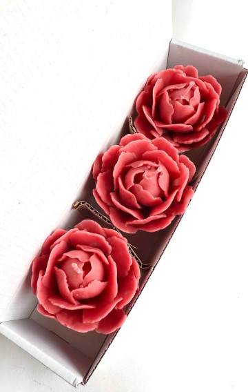 Set di tre candele decorative a forma di fiore di peonia 2