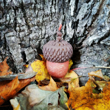 Beeswax candle in the shape of an acorn. Handmade.